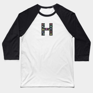 H letter  with colorful paw print Baseball T-Shirt